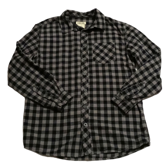 Cherokee Boys Plaid Button-Down Shirt. Size L/G 12-14. Black and Gray - Picture 10 of 12